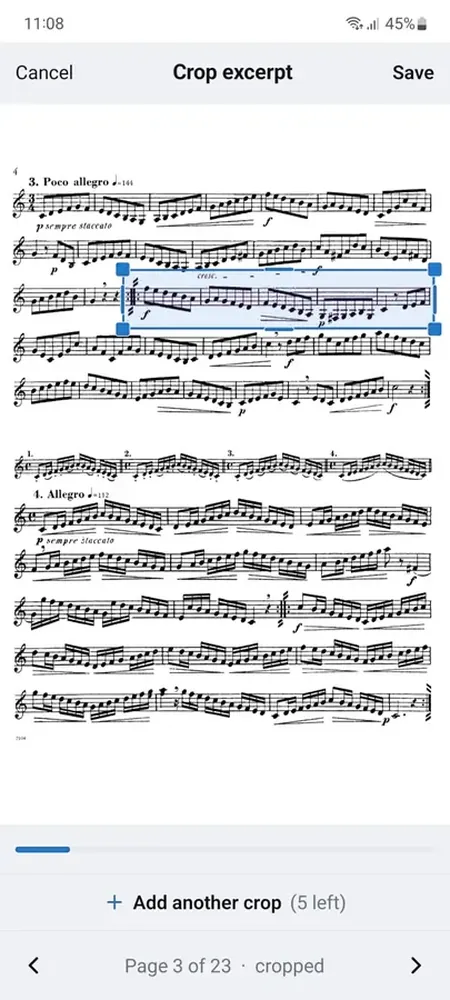 Cropping an excerpt out of a page of sheet music